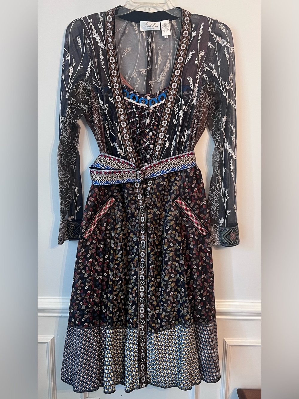 Byron Lars Beauty Mark Rare Mixed Media Dress size 12